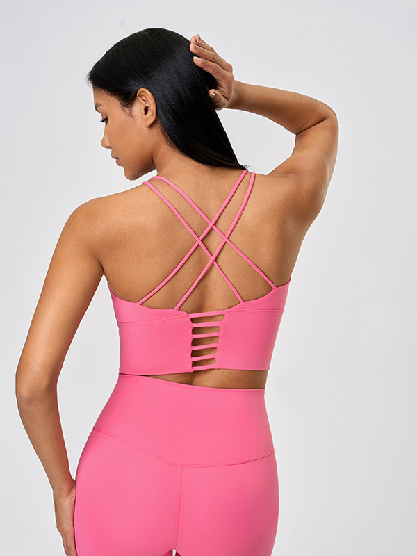 Women's Spaghetti Strap Cross Back Yoga Sports Bra