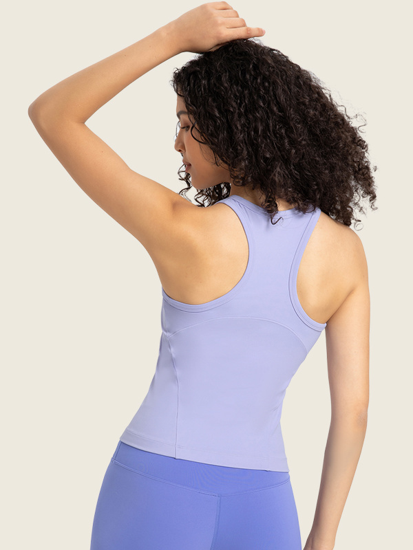 Women's Sleeveless Racerback Crew High Neck Basic  Workout  Tank Top