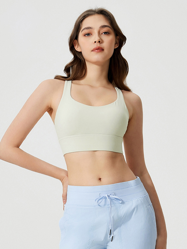 Women's Criss Cross Back Sports Bras Yoga Workout Cami Top