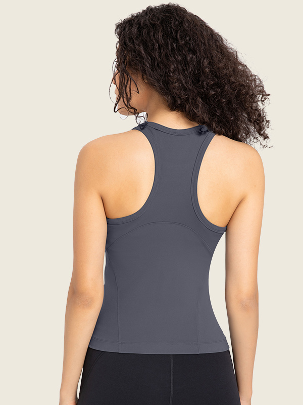Women's Sleeveless Racerback Crew High Neck Basic  Workout  Tank Top