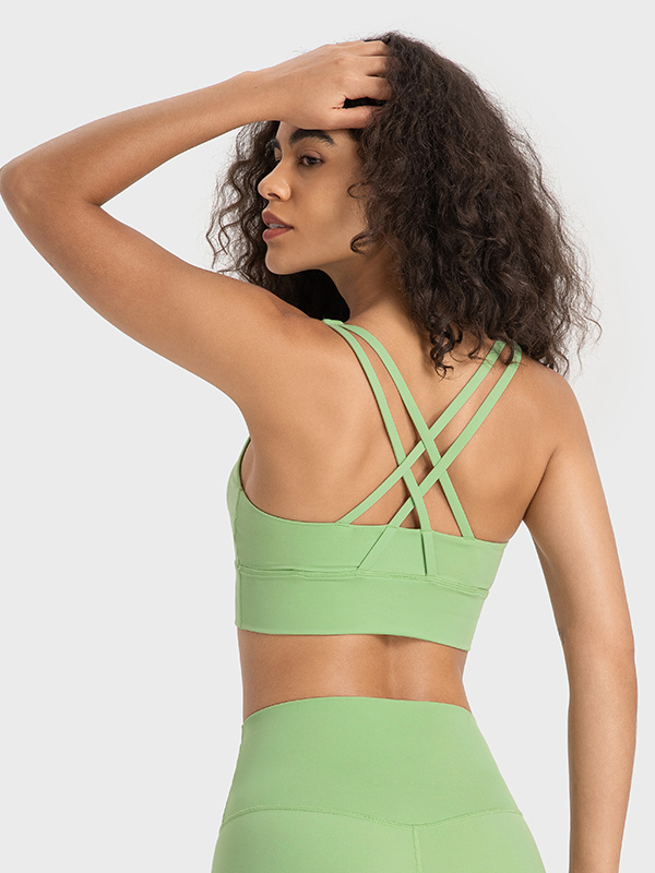 Women's Criss-Cross Back Strappy Padded Sports Bra