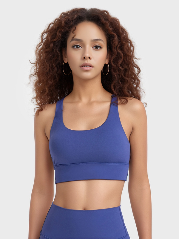 Women's Criss-Cross Back Strappy Padded Sports Bra