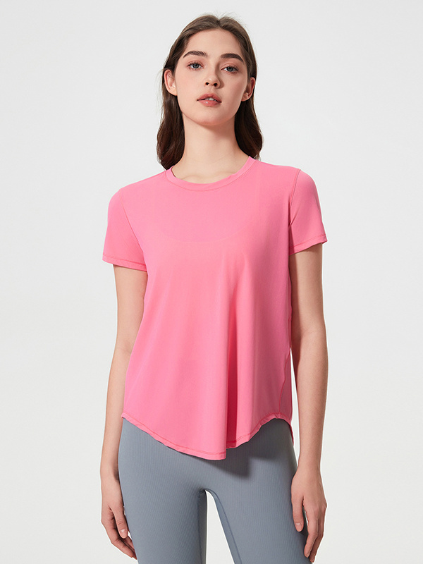 Quick Dry Short Sleeve Back Split Yoga Running T-Shirts