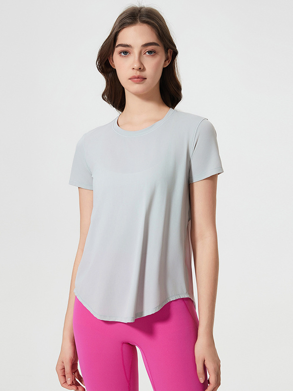 Quick Dry Short Sleeve Back Split Yoga Running T-Shirts