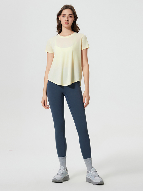 Quick Dry Short Sleeve Back Split Yoga Running T-Shirts