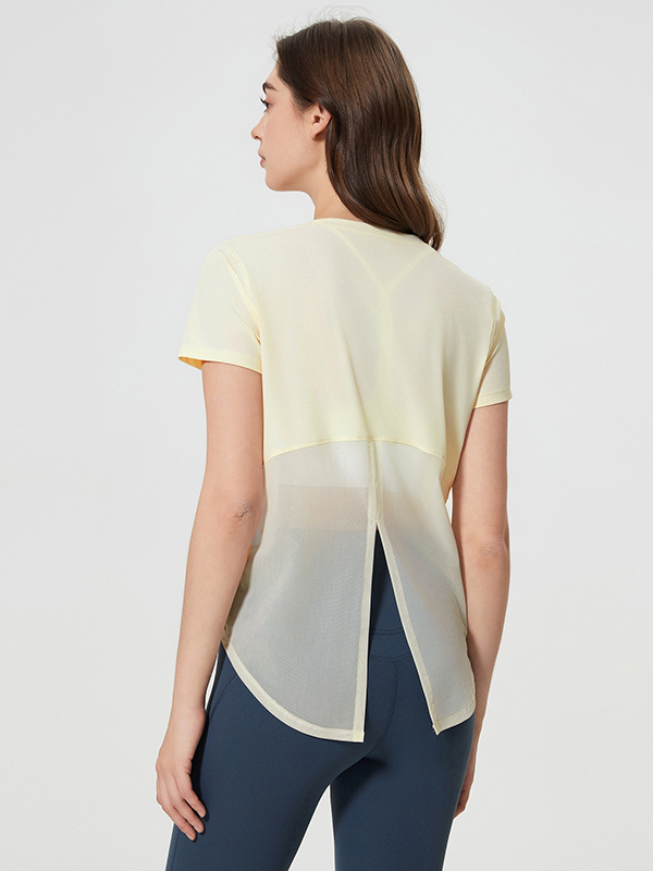 Quick Dry Short Sleeve Back Split Yoga Running T-Shirts