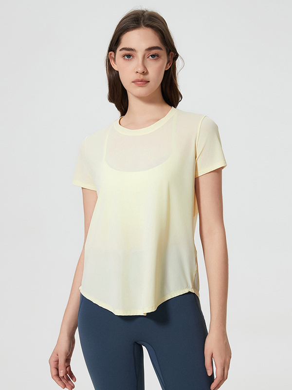 Quick Dry Short Sleeve Back Split Yoga Running T-Shirts