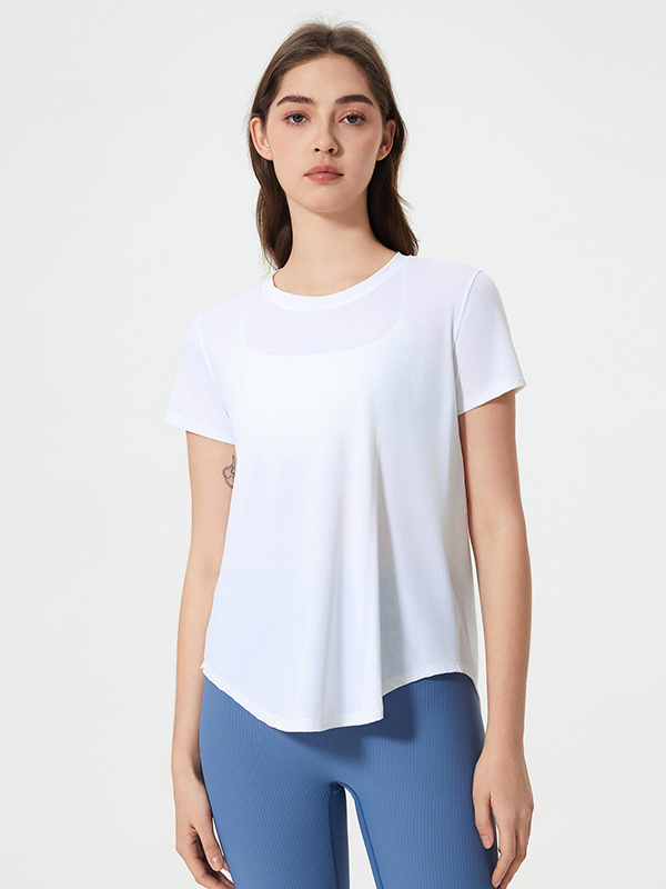 Quick Dry Short Sleeve Back Split Yoga Running T-Shirts