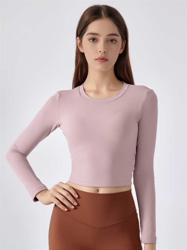 Sexy Open Back Long Sleeve Workout Crop Top Shirts