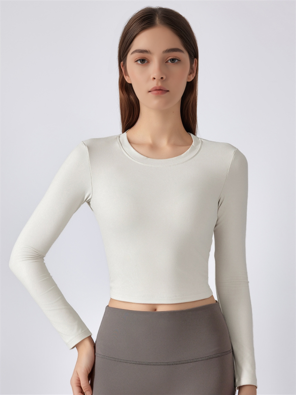 Sexy Open Back Long Sleeve Workout Crop Top Shirts