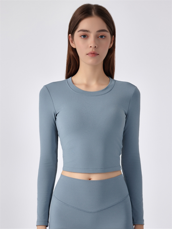 Sexy Open Back Long Sleeve Workout Crop Top Shirts