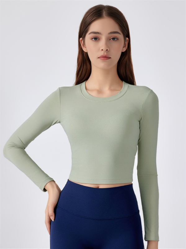 Sexy Open Back Long Sleeve Workout Crop Top Shirts