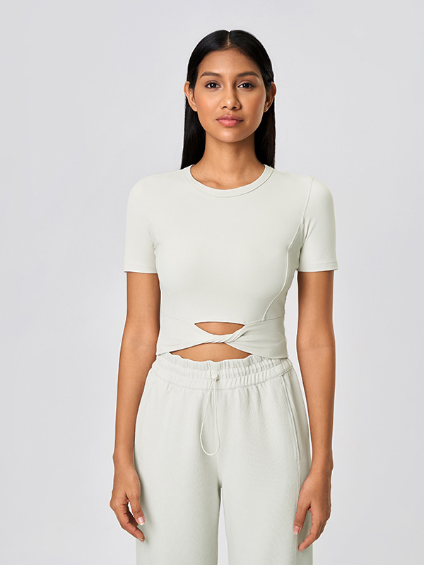 Women's Tight Crew Neck Short Sleeve Yoga Sport T-shirts