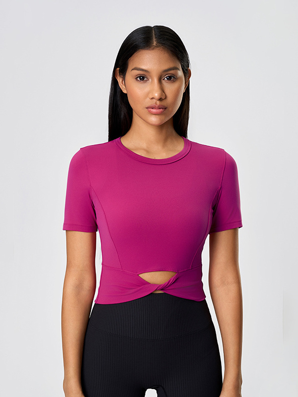 Women's Tight Crew Neck Short Sleeve Yoga Sport T-shirts