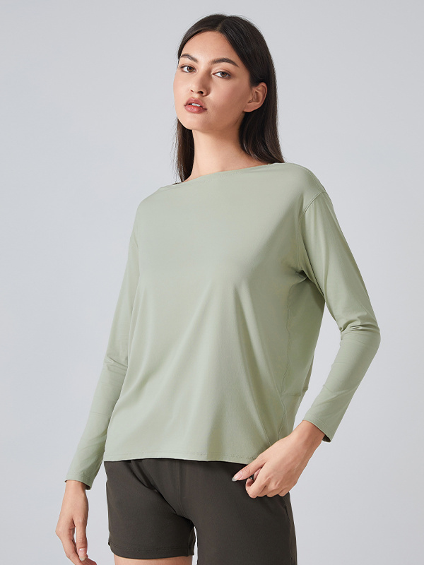Quickly-Dry Loose Long Sleeve Workout Tops Sports T-Shirt