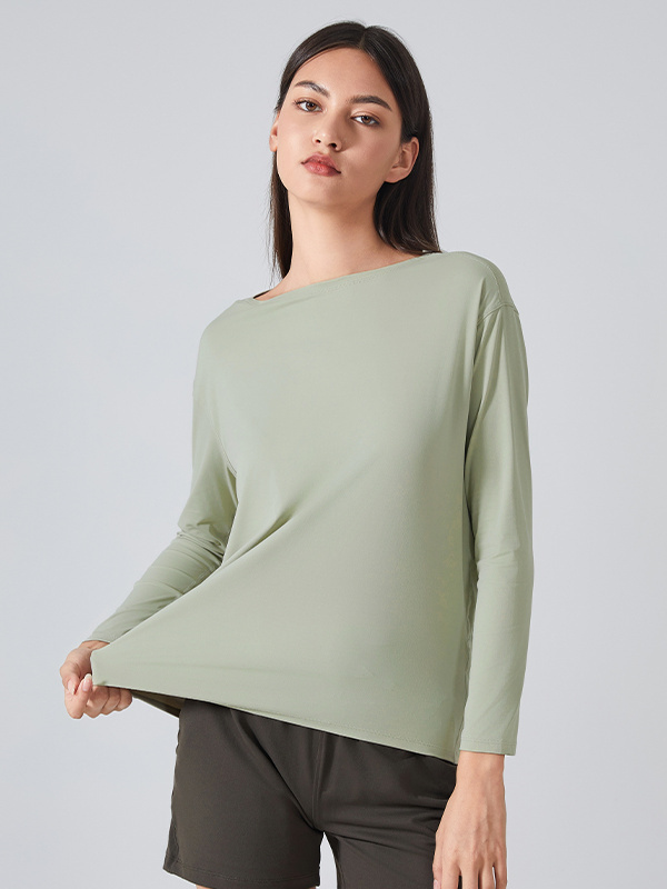 Quickly-Dry Loose Long Sleeve Workout Tops Sports T-Shirt