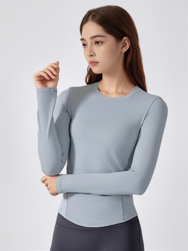 Crew Neck Long Sleeve Slim Workout Running Shirts