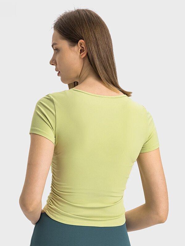 Women's Ribbed Short Sleeve T-shirts Yoga Crop Tops
