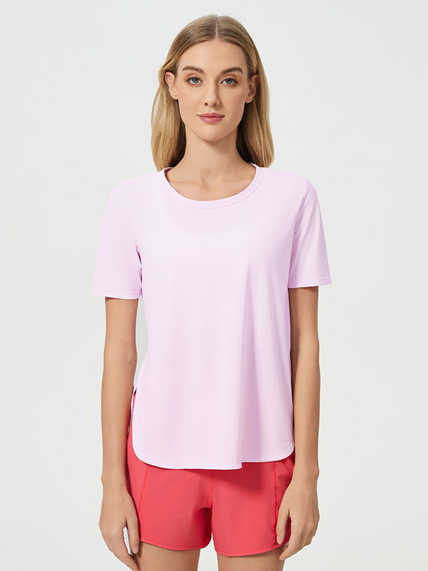 Quickly Dry Short Sleeve Sports T-shirts Workout Tops With Side Split