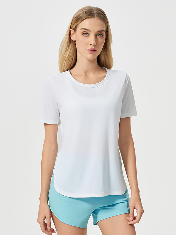 Quickly Dry Short Sleeve Sports T-shirts Workout Tops With Side Split