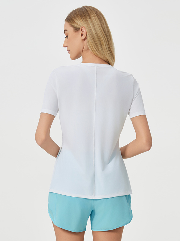 Quickly Dry Short Sleeve Sports T-shirts Workout Tops With Side Split
