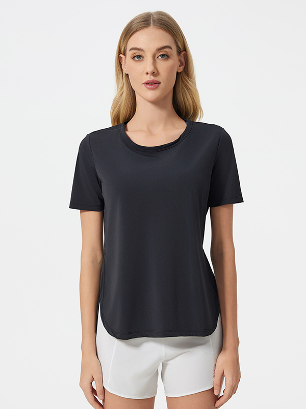 Quickly Dry Short Sleeve Sports T-shirts Workout Tops With Side Split