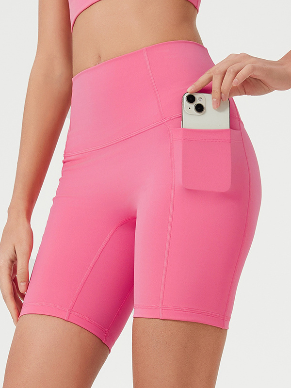 Women's High Waist Yoga Gym Shorts With Pockets