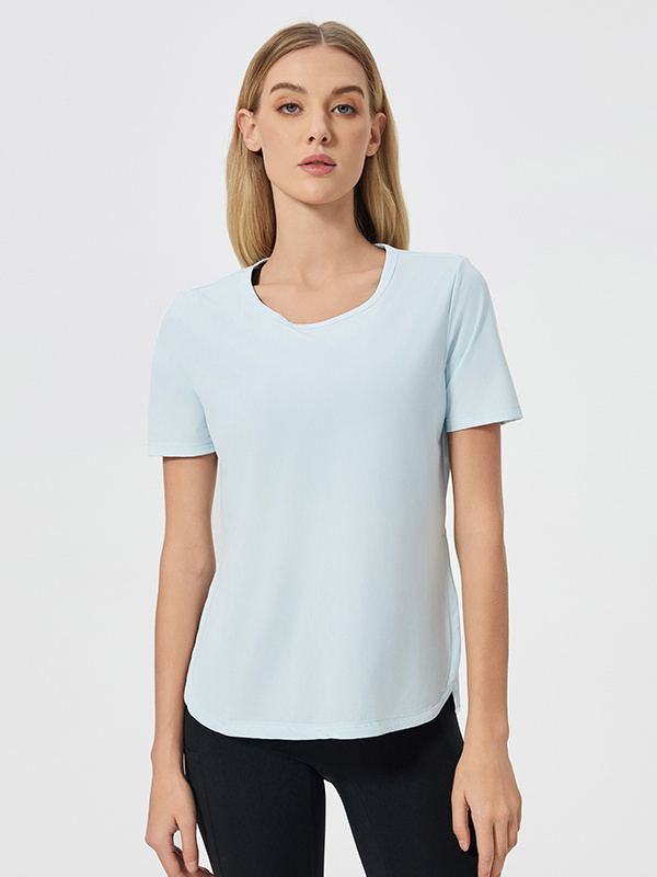 Quickly Dry Short Sleeve Sports T-shirts Workout Tops With Side Split