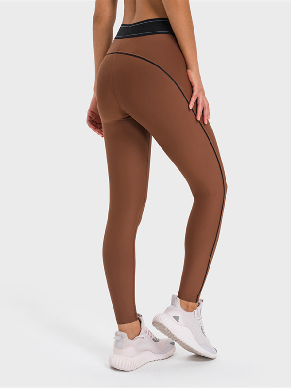 Women's Contrasting Color High Waist Gym Workout Leggings