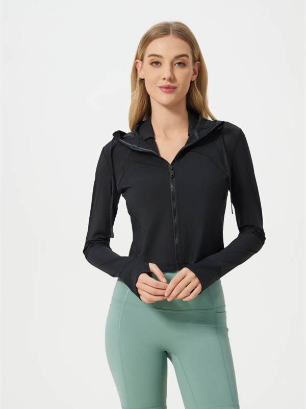Women's Lightweight Athletic Jacket Sun Protection Full Zip Long Sleeve Crop Jackets