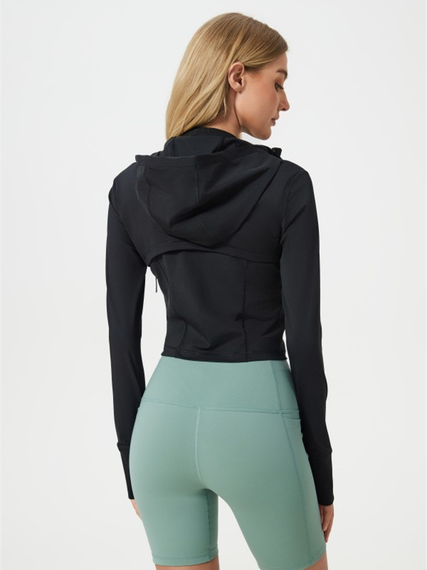 Women's Lightweight Athletic Jacket Sun Protection Full Zip Long Sleeve Crop Jackets