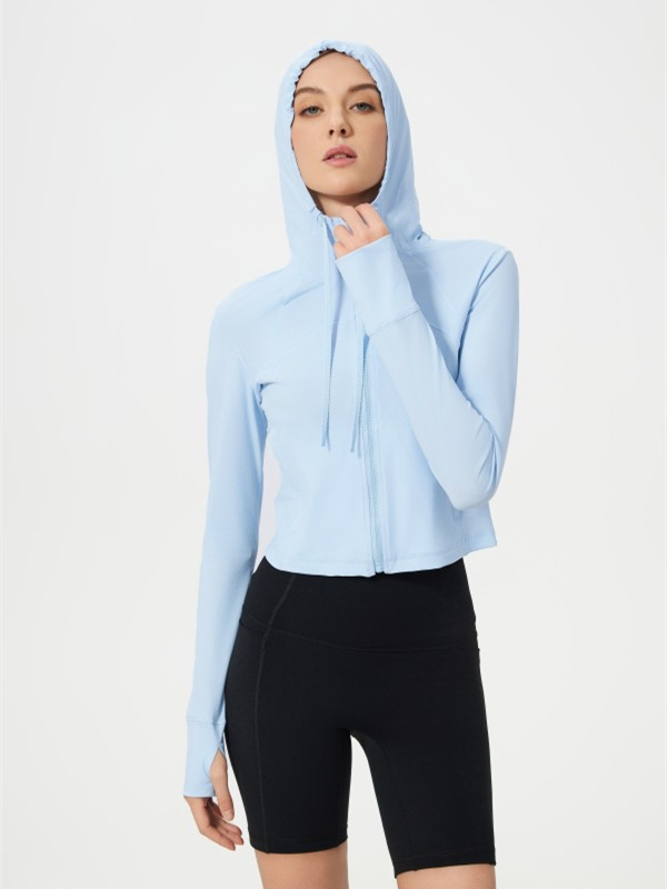 Women's Lightweight Athletic Jacket Sun Protection Full Zip Long Sleeve Crop Jackets