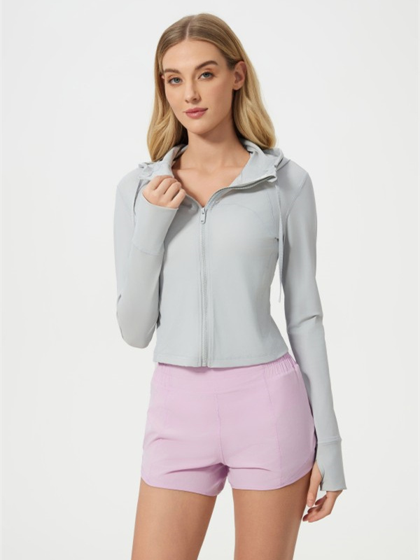 Women's Lightweight Athletic Jacket Sun Protection Full Zip Long Sleeve Crop Jackets