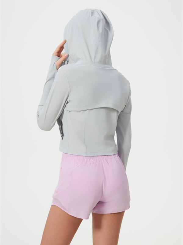 Women's Lightweight Athletic Jacket Sun Protection Full Zip Long Sleeve Crop Jackets