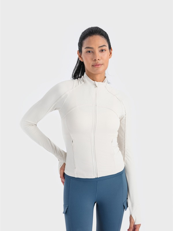 Women's Workout Jacket Zip Up Yoga Jacket Cropped Athletic Slim Fit Tops