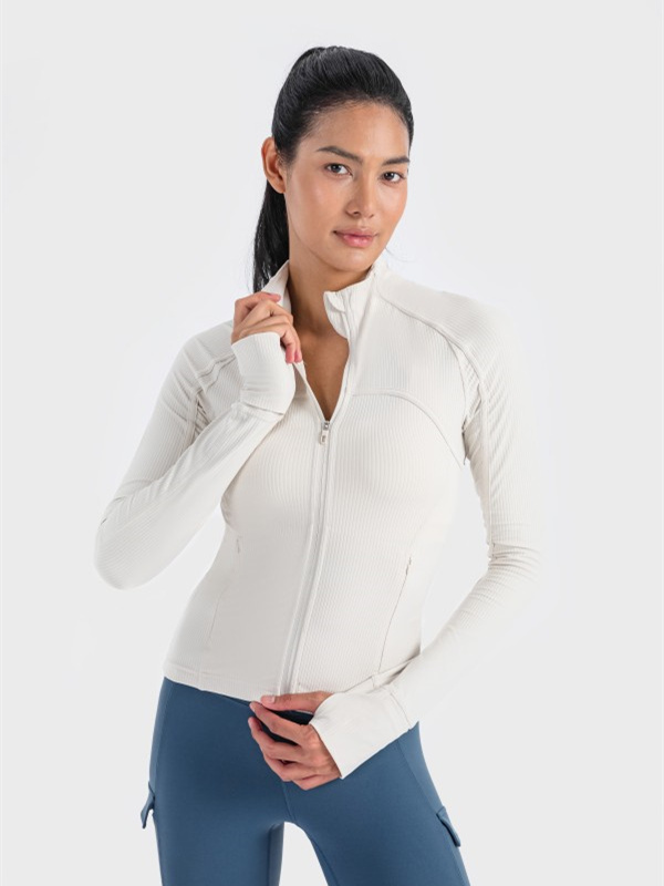 Women's Workout Jacket Zip Up Yoga Jacket Cropped Athletic Slim Fit Tops