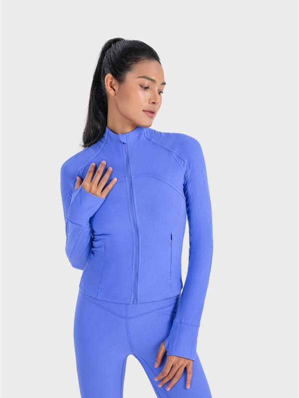Women's Workout Jacket Zip Up Yoga Jacket Cropped Athletic Slim Fit Tops