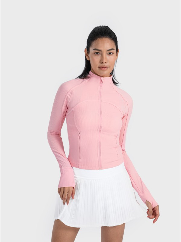 Women's Workout Jacket Zip Up Yoga Jacket Cropped Athletic Slim Fit Tops