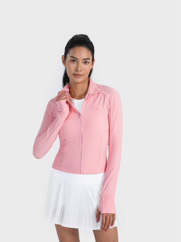 Women's Workout Jacket Zip Up Yoga Jacket Cropped Athletic Slim Fit Tops