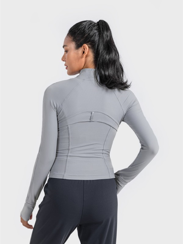 Women's Workout Jacket Zip Up Yoga Jacket Cropped Athletic Slim Fit Tops
