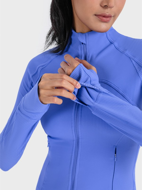 Women's Workout Jacket Zip Up Yoga Jacket Cropped Athletic Slim Fit Tops