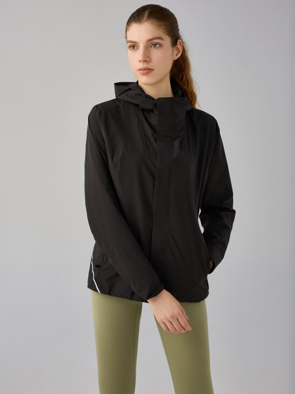 Women's Waterproof  Windbreaker Raincoat Hooded Jacket with Pockets