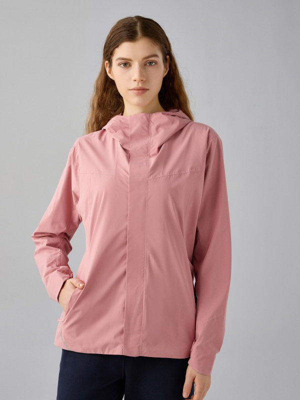 Women's Waterproof  Windbreaker Raincoat Hooded Jacket with Pockets