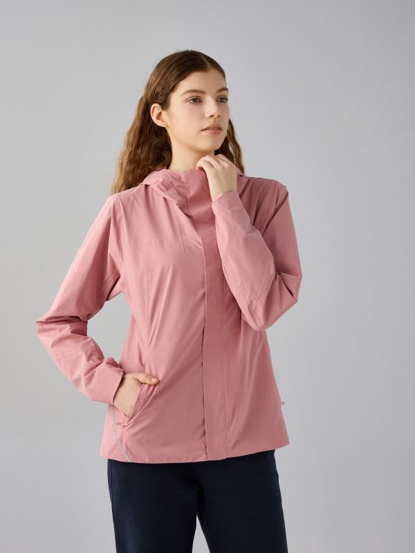 Women's Waterproof  Windbreaker Raincoat Hooded Jacket with Pockets