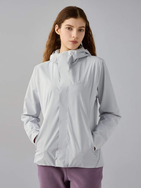 Women's Waterproof  Windbreaker Raincoat Hooded Jacket with Pockets