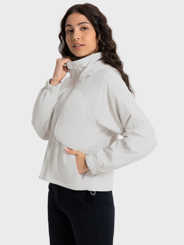Women's Windproof Zip Up Athletic Workout Hoodied Jacket