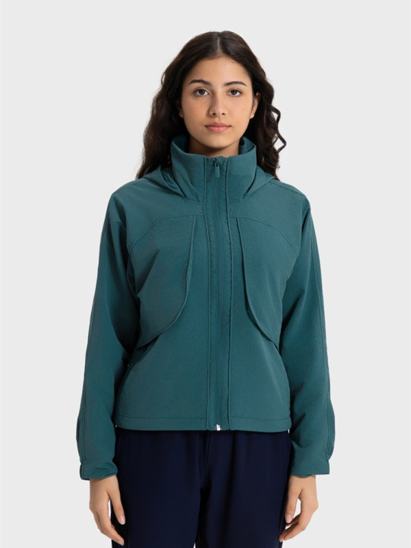 Women's Windproof Zip Up Athletic Workout Hoodied Jacket