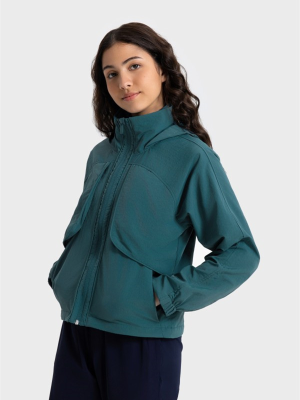 Women's Windproof Zip Up Athletic Workout Hoodied Jacket