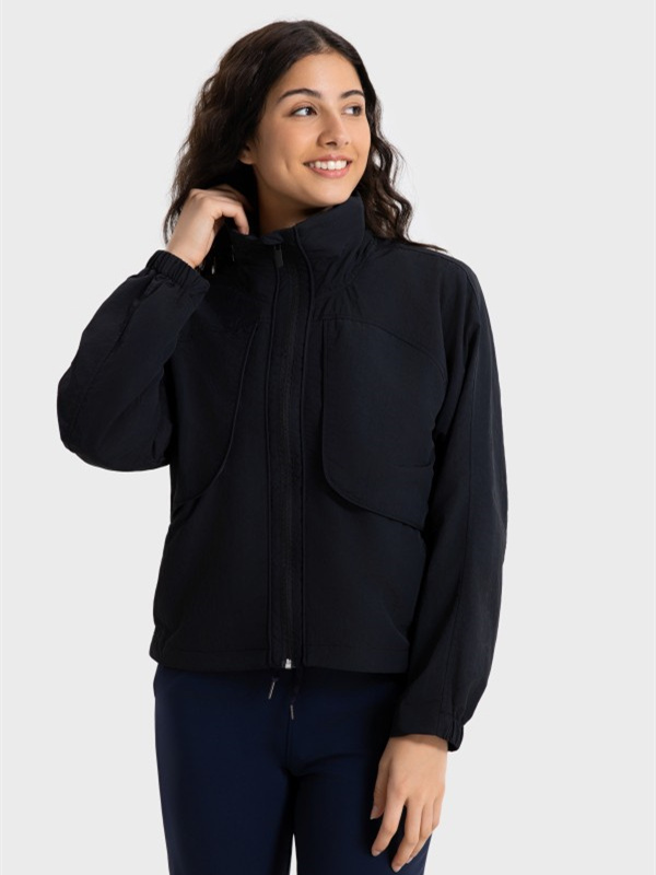 Women's Windproof Zip Up Athletic Workout Hoodied Jacket