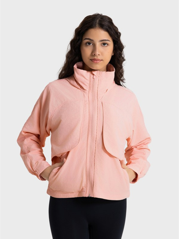 Women's Windproof Zip Up Athletic Workout Hoodied Jacket
